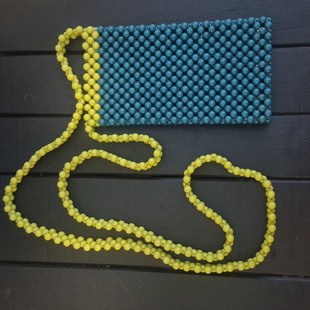 Beaded Crossbody Bag in Green and Teal